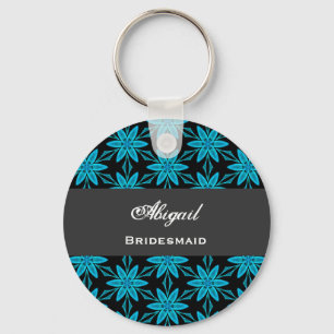 Bridesmaid Wedding Favour Blue Star Flowers V010 Key Ring