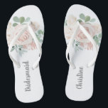 Bridesmaid Wedding Favour Pink Floral Eucalyptus Thongs<br><div class="desc">These personalised pink floral eucalyptus bridesmaid flip flops will make the perfect wedding party favour for all your bridesmaids.  Bridesmaid text can be changed to Maid of Honour or any other text of your choice.</div>