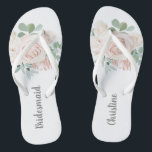 Bridesmaid Wedding Favour Pink Floral Eucalyptus Thongs<br><div class="desc">These personalised pink floral eucalyptus bridesmaid flip flops will make the perfect wedding party favour for all your bridesmaids.  Bridesmaid text can be changed to Maid of Honour or any other text of your choice.</div>