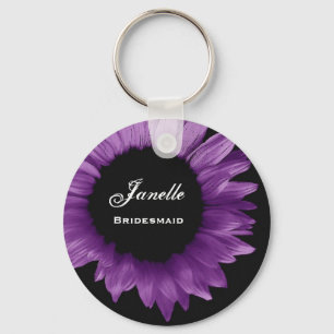 Bridesmaid Wedding Favour Purple Sunflower B035 Key Ring