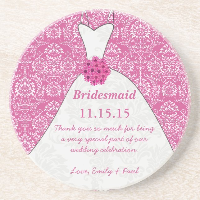 Bridesmaid Wedding Gown Coasters (Front)