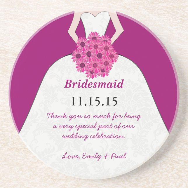 Bridesmaid Wedding Gown Coasters (Front)