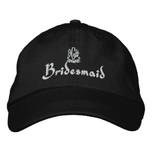 Bridesmaid Wedding I Black Embroidered Hat