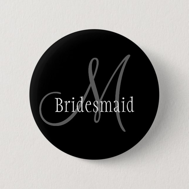 Bridesmaid Wedding Monogram Button (Front)