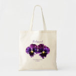 Bridesmaid Wedding Pansies Budget ToteFavor Bag<br><div class="desc">Bridesmaid Wedding Pansies Budget Tote Favour Bag. Stunning Purple Pansies (Viola x wittrockiana 'Frizzle Sizzle Burgundy') on BudgetTote. Optional text and or names on tote. Design by Claudine Boerner 2019, All Rights Reserved. Matching all over print tote for your Maid of Honour at https://www.zazzle.com/z/lqmzh?rf=238126934954044669. Matching long chiffon scarves at https://www.zazzle.com/z/lu6bm?rf=238126934954044669....</div>