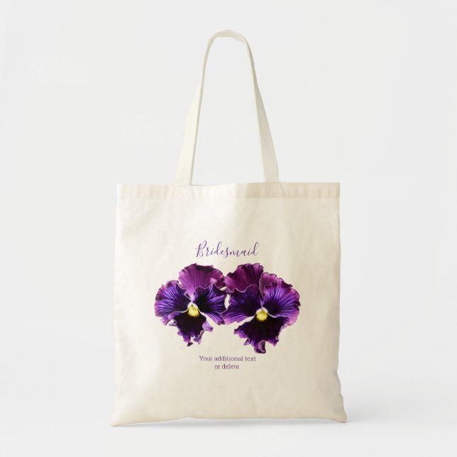 Bridesmaid Wedding Pansies Budget ToteFavor Bag (Front)