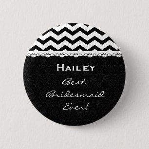Bridesmaid Wedding Party CHEVRONS Lace V13 6 Cm Round Badge