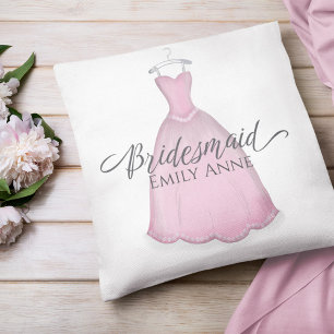 Bridesmaid Wedding Personalised Vintage Pink Dress Cushion