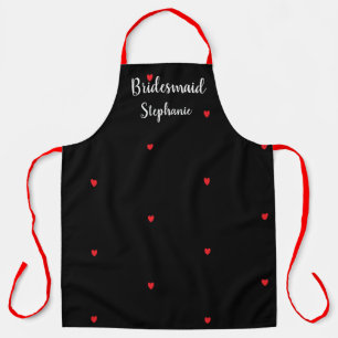 Bridesmaid Wedding Red Heart Patterns Custom 2023 Apron