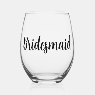 Bridesmaid Wedding Stemless Wine Glass