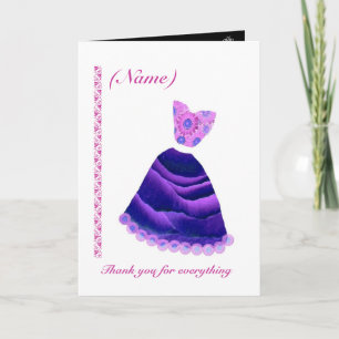 BRIDESMAID Wedding Thank You - PURPLE Gown Card