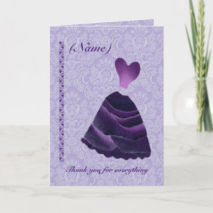 BRIDESMAID Wedding Thank You - PURPLE Gown S341 Card