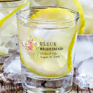 Bridesmaid Wildflower Meadow Wedding Custom Shot Glass