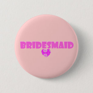 bridesmaid with heart 6 cm round badge