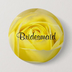 Bridesmaid, Yellow Rose 7.5 Cm Round Badge