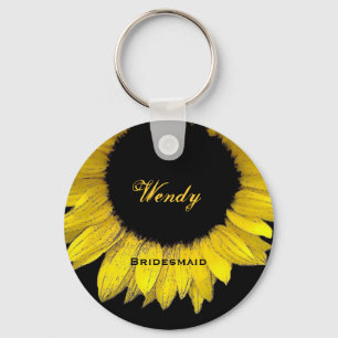 Bridesmaid Yellow Sunflower  E050 Key Ring