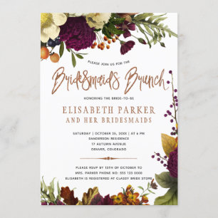 Bridesmaids brunch autumn modern bridal shower invitation