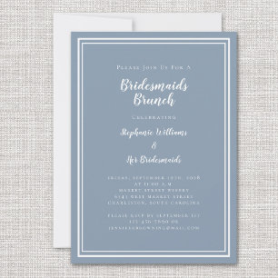Bridesmaids Brunch Bridal Shower Dusty Blue Modern Invitation