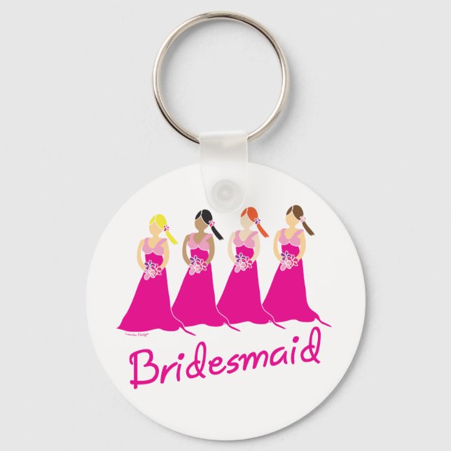 Bridesmaids Favours Pink Themed Key Ring (Front)