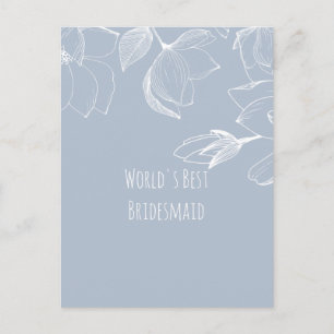 BRIDESMAIDS GIFTS Dusty Blue White Magnolias Postcard