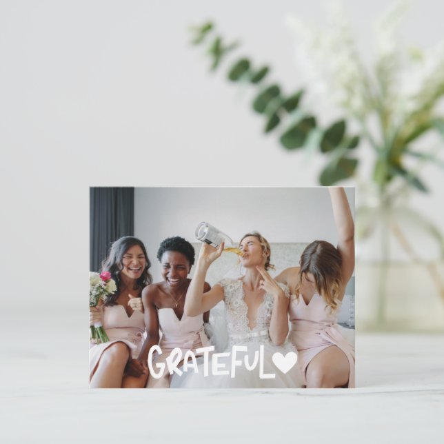 Bridesmaids Grateful Photo Thank You Postcard (Standing Front)