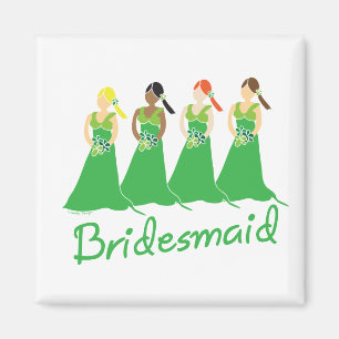 Bridesmaids in Green Wedding Attendant Magnet