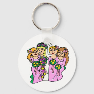 Bridesmaids in Pink Key Ring