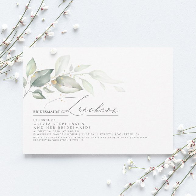 Bridesmaids Luncheon Dreamy Greenery Bridal Shower Invitation (Creator Uploaded)