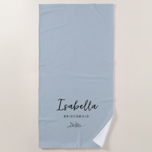 Bridesmaids Muted Blue with Botanical Beach Towel