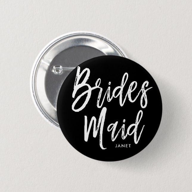 Bridesmaids | Script Style Custom Wedding 6 Cm Round Badge (Front & Back)