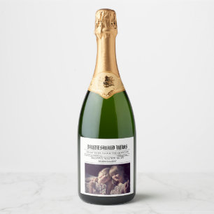 Bridesmais proposal newspaper+Bridesmaid info card Sparkling Wine Label