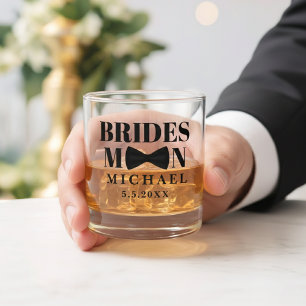 BRIDESMAN black tie bow wedding personalised Whiskey Glass