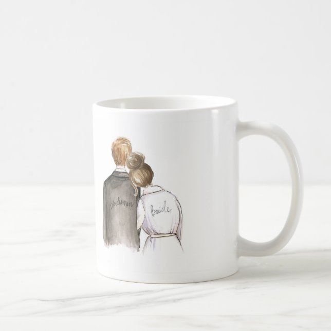 Bridesman? Mug Brunette Bun Bride Blonde Man (Right)