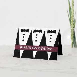 Bridesman Thank You - Three Tuxedos - Customisable Card