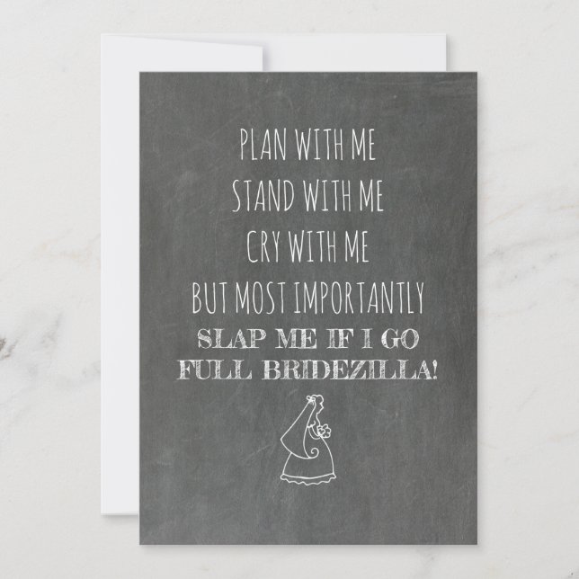 Bridezilla Funny Bridesmaid / Maid of Honour Invitation (Front)