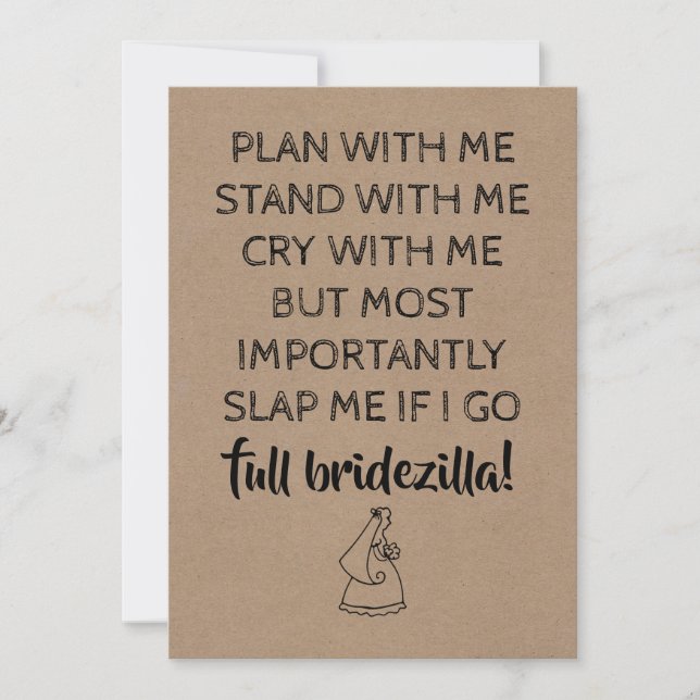 Bridezilla Funny Bridesmaid / Maid of Honour Invitation (Front)