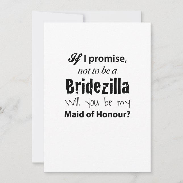 Bridezilla - Maid of Honour Invitation (Front)