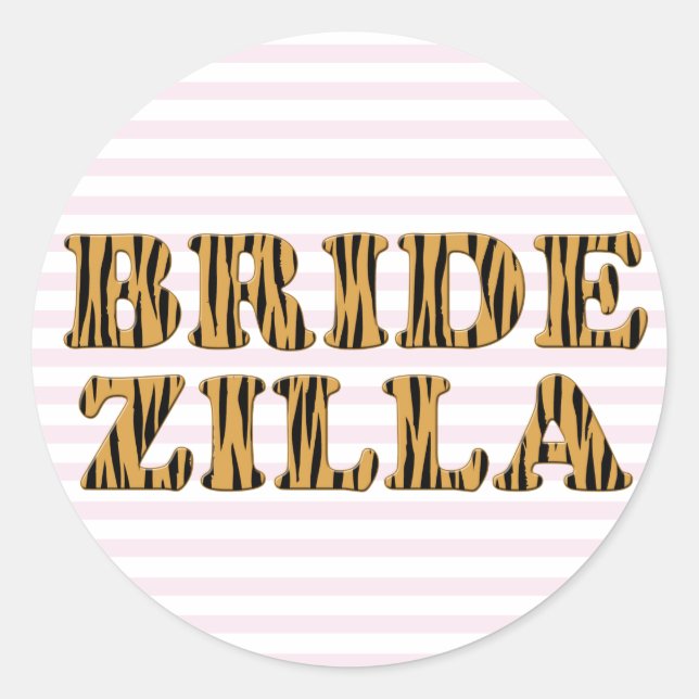 Bridezilla | Pink Stripes & Tigerprint Stickers (Front)