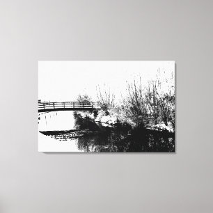 Bridge and Stream Winter Scene 36x24(90x60cm)waccn Canvas Print