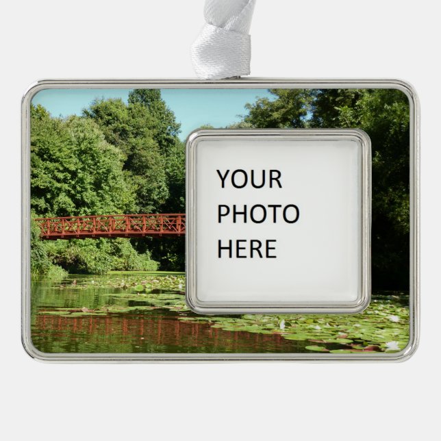 Bridge at Centennial Lake in Ellicott City Silver Plated Framed Ornament (Front)