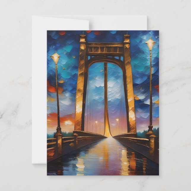 Bridge At Sundown D Holiday Card (Front)
