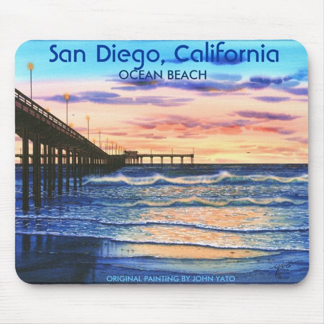 BRIDGE AT SUNSET-T, San Diego, California, ORIG... Mouse Pad (Front)