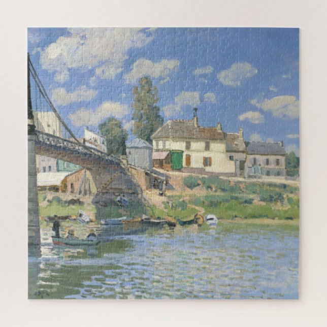 Bridge at Villeneu by Sisley Impressionist Paint Jigsaw Puzzle (Vertical)