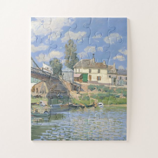 Bridge at Villeneu by Sisley Impressionist Paint Jigsaw Puzzle (Vertical)
