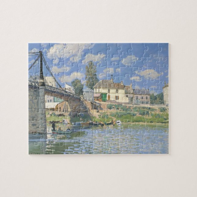 Bridge at Villeneu by Sisley Impressionist Paint Jigsaw Puzzle (Horizontal)