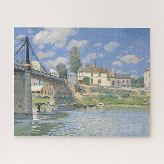 Bridge at Villeneu by Sisley Impressionist Paint Jigsaw Puzzle (Horizontal)