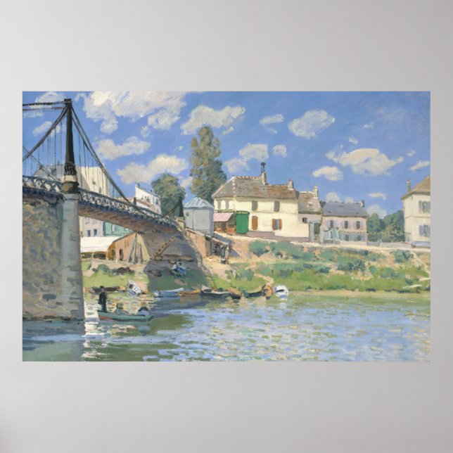 Bridge at Villeneu by Sisley Impressionist Paint Poster (Front)