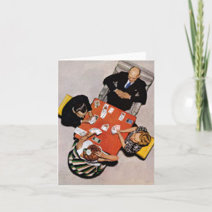 Bridge Game by Norman Rockwell Card