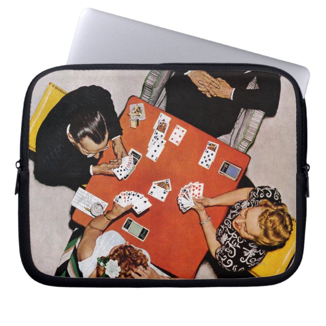 Bridge Game by Norman Rockwell Laptop Sleeve (Front)