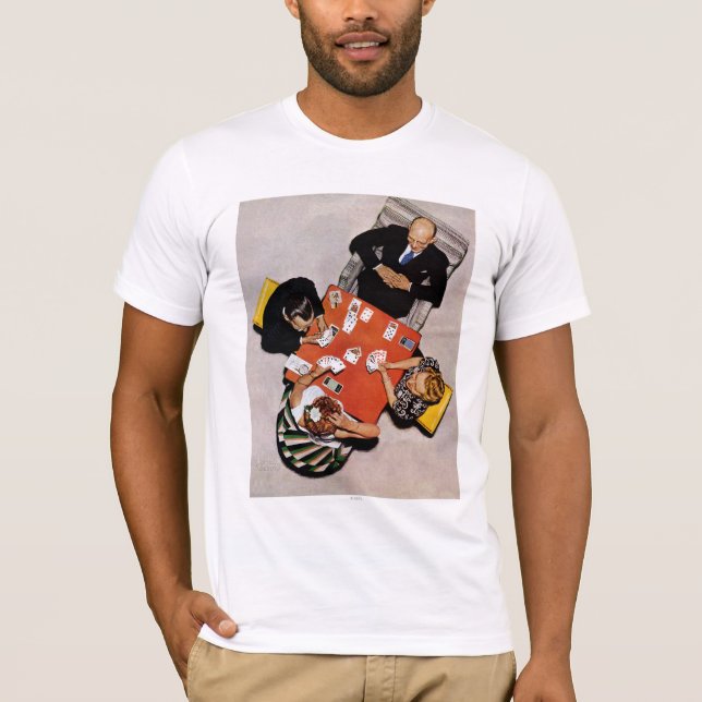 Bridge Game by Norman Rockwell T-Shirt (Front)